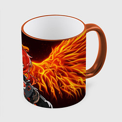 Кружка цветная ОГНЕННЫЙ ФЕНИКС ДИЛЮК, ГЕНШИН ИМПАКТ
