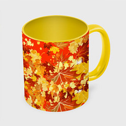 Кружка 3D Кленовый листопад, цвет: 3D-белый + желтый