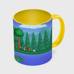 Кружка 3D Лесок из Террарии, цвет: 3D-белый + желтый