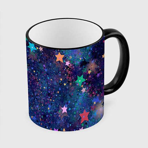 Кружка цветная Звездное небо мечтателя / 3D-Черный кант – фото 1
