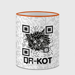 Кружка 3D QR код котик, цвет: 3D-оранжевый кант — фото 2