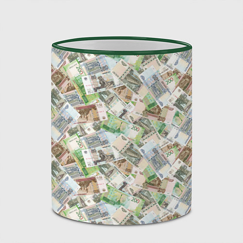 Кружка цветная Деньги РФ Рубли / 3D-Зеленый кант – фото 2