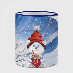 Кружка 3D Медвежонок 2022 новогодний, цвет: 3D-синий кант — фото 2