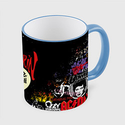 Кружка 3D MANESKIN, ЛОГОТИПЫ РОК ГРУПП, цвет: 3D-небесно-голубой кант