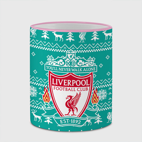 Кружка цветная НОВОГОДНИЙ СВИТЕР LIVERPOOL / 3D-Розовый кант – фото 2