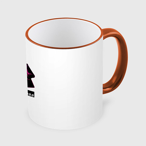 Кружка цветная Девушка с телефоном / 3D-Оранжевый кант – фото 1