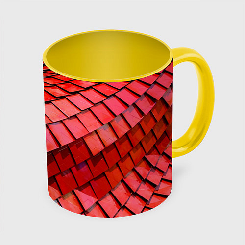 Кружка цветная Красная спартаковская чешуя / 3D-Белый + желтый – фото 1
