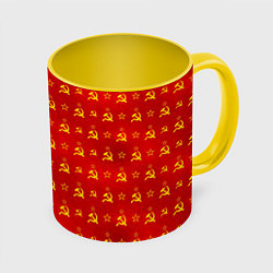 Кружка 3D Серп и Молот - СССР, цвет: 3D-белый + желтый