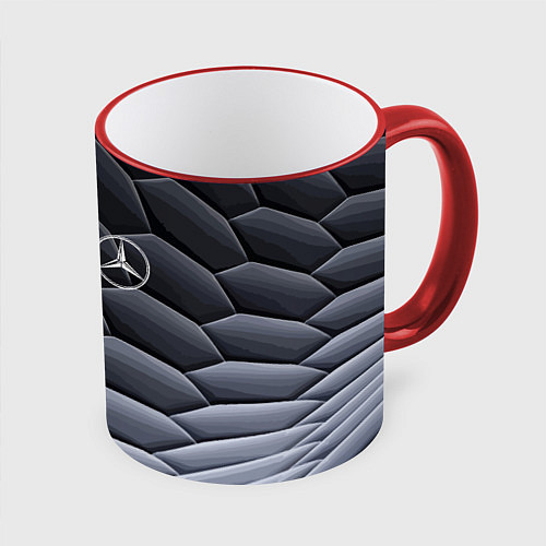 Кружка цветная Mercedes Benz pattern / 3D-Красный кант – фото 1