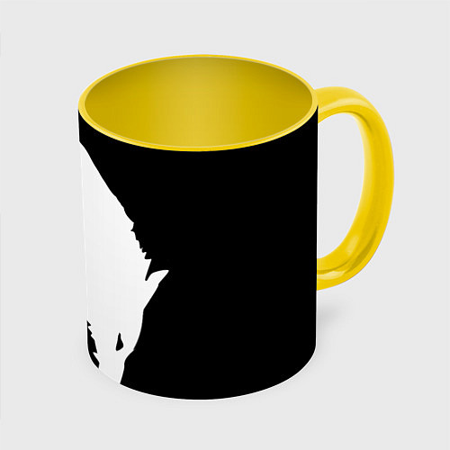 Кружка цветная Волки Инь и Янь Добро и Зло / 3D-Белый + желтый – фото 1