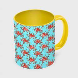 Кружка 3D Осьминог паттерн, цвет: 3D-белый + желтый