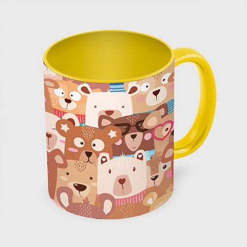Кружка цветная Bears texture / 3D-Белый + желтый – фото 1