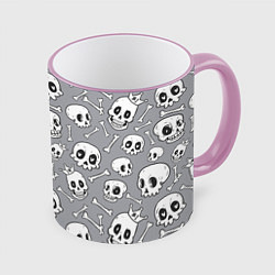 Кружка 3D Skulls & bones, цвет: 3D-розовый кант