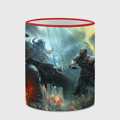 Кружка цветная God of War Fighting / 3D-Красный кант – фото 2