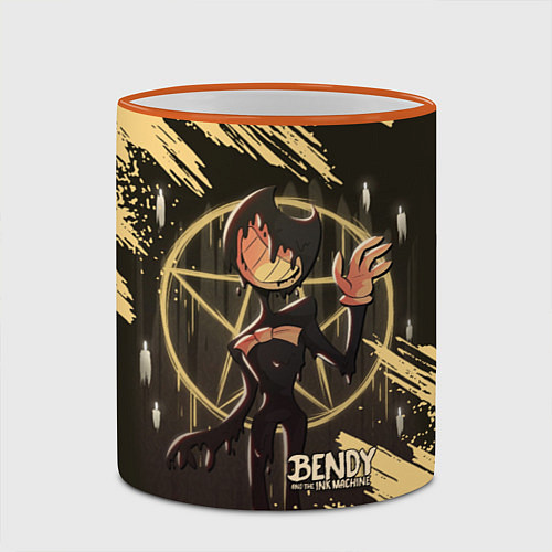 Кружка цветная Bendy And The Ink Machine Бенди / 3D-Оранжевый кант – фото 2