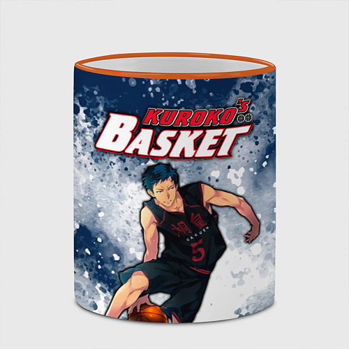 Кружка цветная Kuroko no Basuke, Aomine Daiki Дайки Аомине / 3D-Оранжевый кант – фото 2