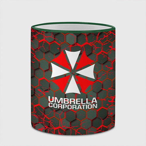 Кружка цветная Umbrella Corporation соты / 3D-Зеленый кант – фото 2