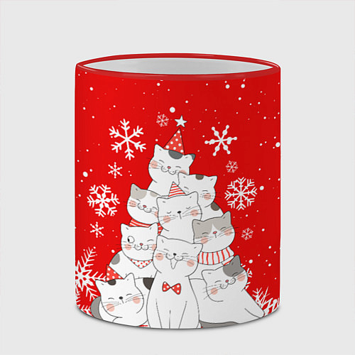 Кружка цветная КОТОЁЛКА на новый год / 3D-Красный кант – фото 2