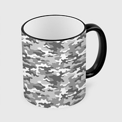 Кружка 3D Серый Военный Камуфляж, цвет: 3D-черный кант