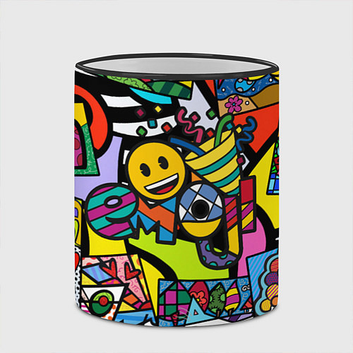 Кружка цветная Romero Britto - emoji / 3D-Черный кант – фото 2