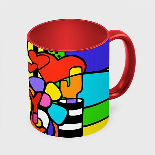 Кружка цветная Romero Britto - love you / 3D-Белый + красный – фото 1