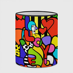 Кружка 3D Romero Britto - love you, цвет: 3D-черный кант — фото 2