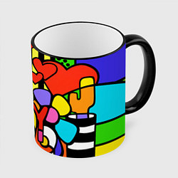 Кружка 3D Romero Britto - love you, цвет: 3D-черный кант