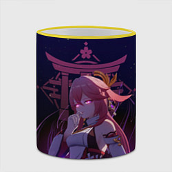 Кружка 3D Genshin Impact - Гудзи Яэ Мико, цвет: 3D-желтый кант — фото 2