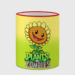 Кружка 3D Plants vs Zombies - Подсолнух, цвет: 3D-красный кант — фото 2
