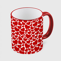 Кружка 3D Красные Сердечки LOVE, цвет: 3D-красный кант