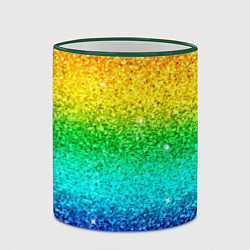 Кружка 3D Блестки радуга, цвет: 3D-зеленый кант — фото 2