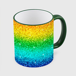 Кружка 3D Блестки радуга, цвет: 3D-зеленый кант