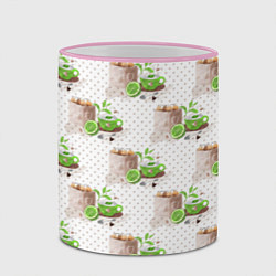 Кружка 3D Зеленый чай паттерн, цвет: 3D-розовый кант — фото 2