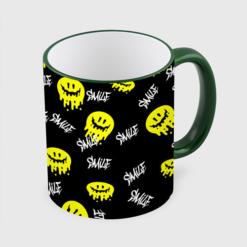 Кружка цветная SMILE smile граффити / 3D-Зеленый кант – фото 1