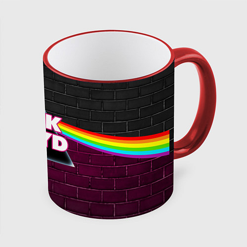 Кружка цветная PINK FLOYD ПИНК ФЛОЙД / 3D-Красный кант – фото 1