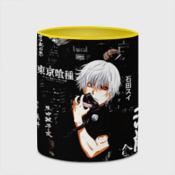 Кружка 3D Токийский Гуль на фоне Иероглифов Tokyo Ghoul, цвет: 3D-белый + желтый — фото 2