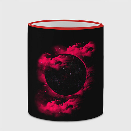 Кружка цветная Черная дыра Красная туманность / 3D-Красный кант – фото 2