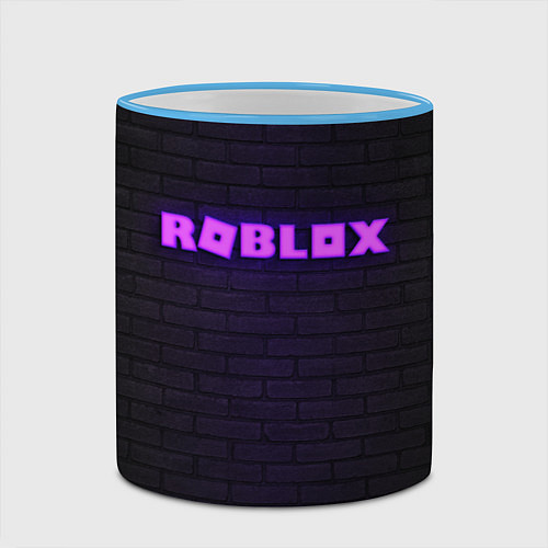 Кружка цветная ROBLOX NEON LOGO ИГРА РОБЛОКС / 3D-Небесно-голубой кант – фото 2