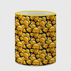 Кружка 3D Золотые Монеты Bitcoin, цвет: 3D-желтый кант — фото 2
