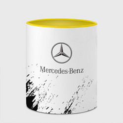 Кружка 3D Mercedes-Benz - White texture, цвет: 3D-белый + желтый — фото 2