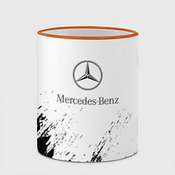 Кружка 3D Mercedes-Benz - White texture, цвет: 3D-оранжевый кант — фото 2