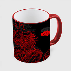 Кружка 3D Дракон Китайский дракон, цвет: 3D-красный кант