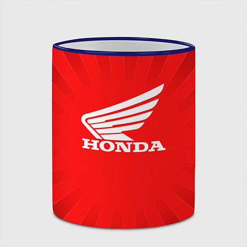 Кружка цветная Honda красные линии / 3D-Синий кант – фото 2