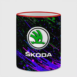 Кружка 3D Skoda разноцветные брызги, цвет: 3D-красный кант — фото 2