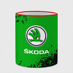 Кружка 3D Skoda следы от шин, цвет: 3D-красный кант — фото 2