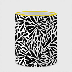 Кружка 3D Черно белый абстрактный узор, цвет: 3D-желтый кант — фото 2