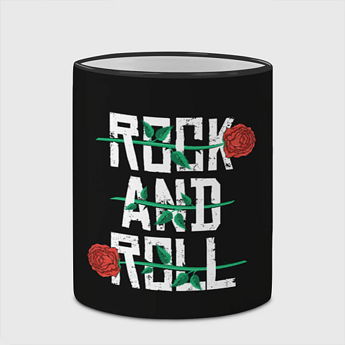 Кружка цветная ROCK AND ROLL розы / 3D-Черный кант – фото 2