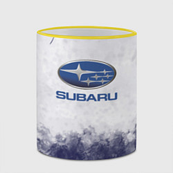 Кружка 3D Subaru Трещина, цвет: 3D-желтый кант — фото 2