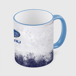 Кружка 3D Subaru Трещина, цвет: 3D-небесно-голубой кант