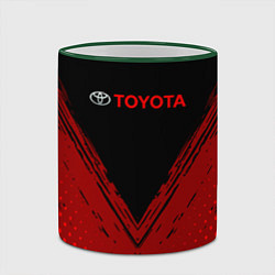 Кружка 3D Toyota Красная текстура, цвет: 3D-зеленый кант — фото 2